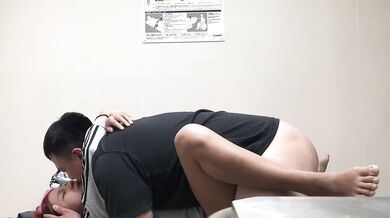 Slutty wife and colleague fucked in public toilet