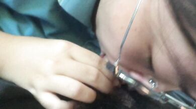 Schoolgirl blowjob in car