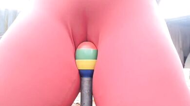 Sitting on a vibrator and squirting