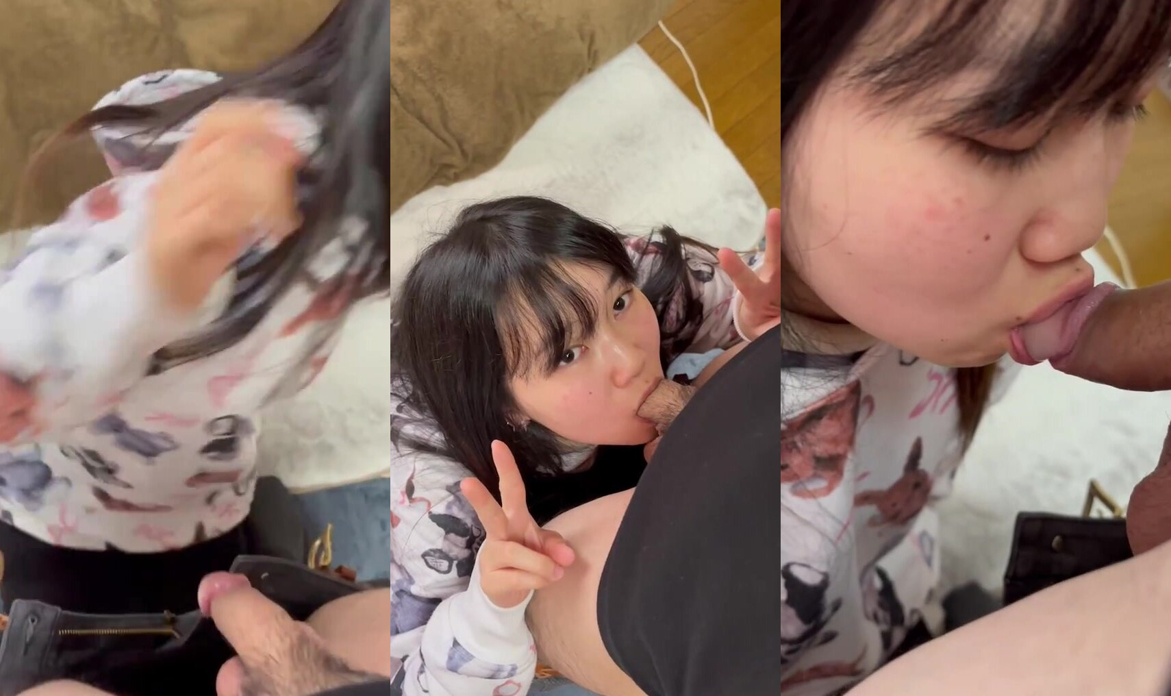 ＜女子高生＞スマホのレンズをじっと見つめながら、目の前にある男性のモノをいやらしい目でくわえ込んでいく密着フェラ