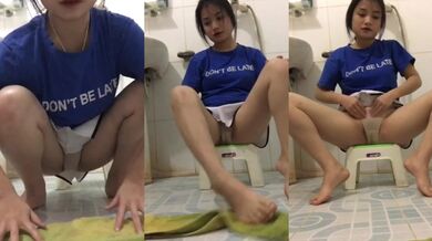 High school girl takes a selfie of where she pees