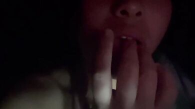 Milk girl masturbates naked late at night and eats the juice