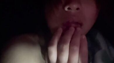 Milk girl masturbates naked late at night and eats the juice