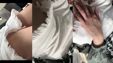 （熱褲CD）格子衫白色熱褲美眉在地鐵上被抄底内内