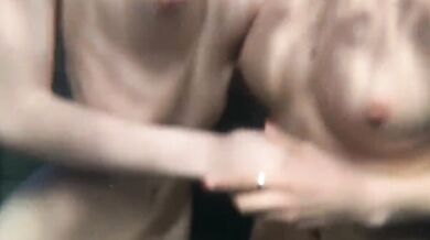 Big tits beauty outdoor bath photo