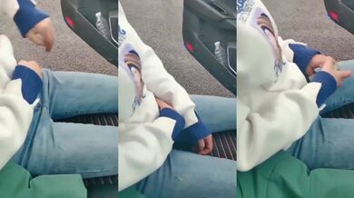 車の中でお金のためにコンドームなしで屋外でセックス