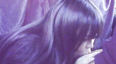 Chubby college girl gives a blowjob in the car