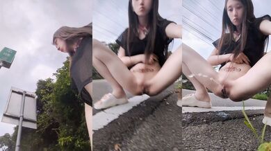 Married Woman Urinates on the Side of the Road