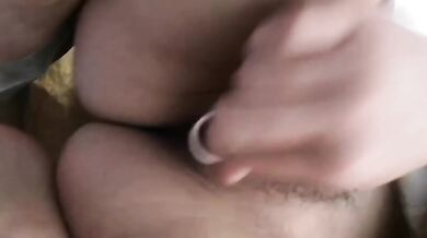 Milk girl rubs breast and masturbates with vibrator