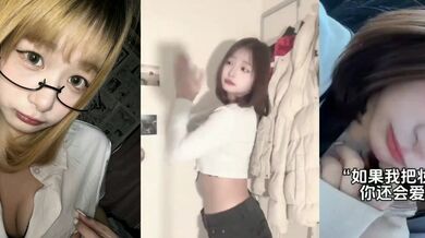 Short-haired girl with wide-set cleavage flaunts in selfie
