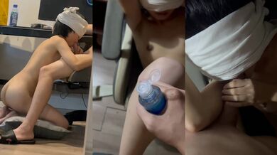 矇眼調教短發母狗口交