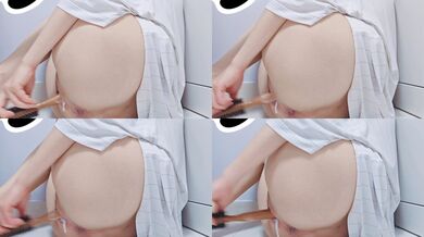 地上梳子自慰流白醬