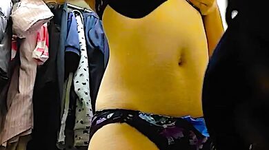 KC Part-Time Job Changing Clothes, Looking at the Camera