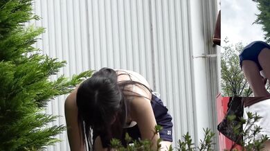 Two-Person Recording: Changing Outdoors is Full of Dangers! Clear Nip Slip Caught on IP Cam