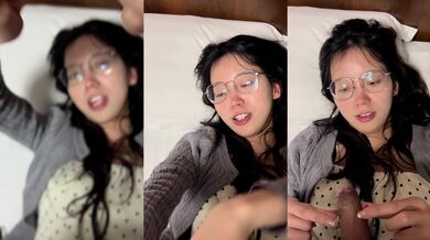 男友餵眼鏡妹子吃肉棒