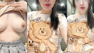 Pony-tailed Glasses Girl's Live Stream Wardrobe Malfunction