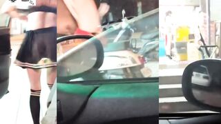 Bold Wife Wears See-Through Lingerie to Supermarket with Glowing Butt Plug