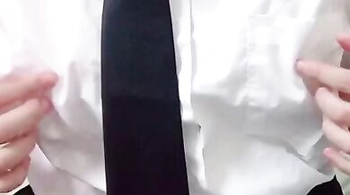 Beautiful breasts female college student rubs nipples