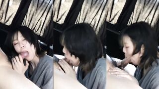[Fellatech] Slender Flat-Chested Beauty Gives a Car Blowjob
