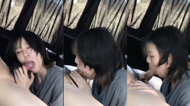 [フェラテク◎]スレンダー貧乳美人の車内フェラ