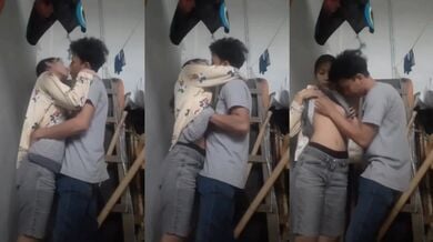 Couple Making Out in Storage Room