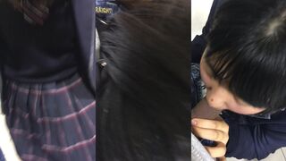 JKが多目的トイレでフェラ