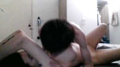 Vietnamese busty beauty having sex with skinny boyfriend