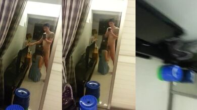 台灣妹妹在客廳幫男友吹