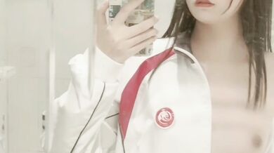 対照的な高校生美人の歯ブラシオナニー2