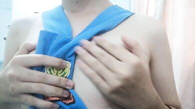 Malaysian escorts rubbing breasts selfie