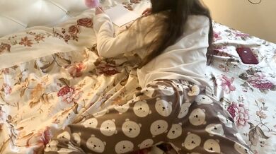 The couple was at home and the girlfriend was still asleep. They started touching each other.