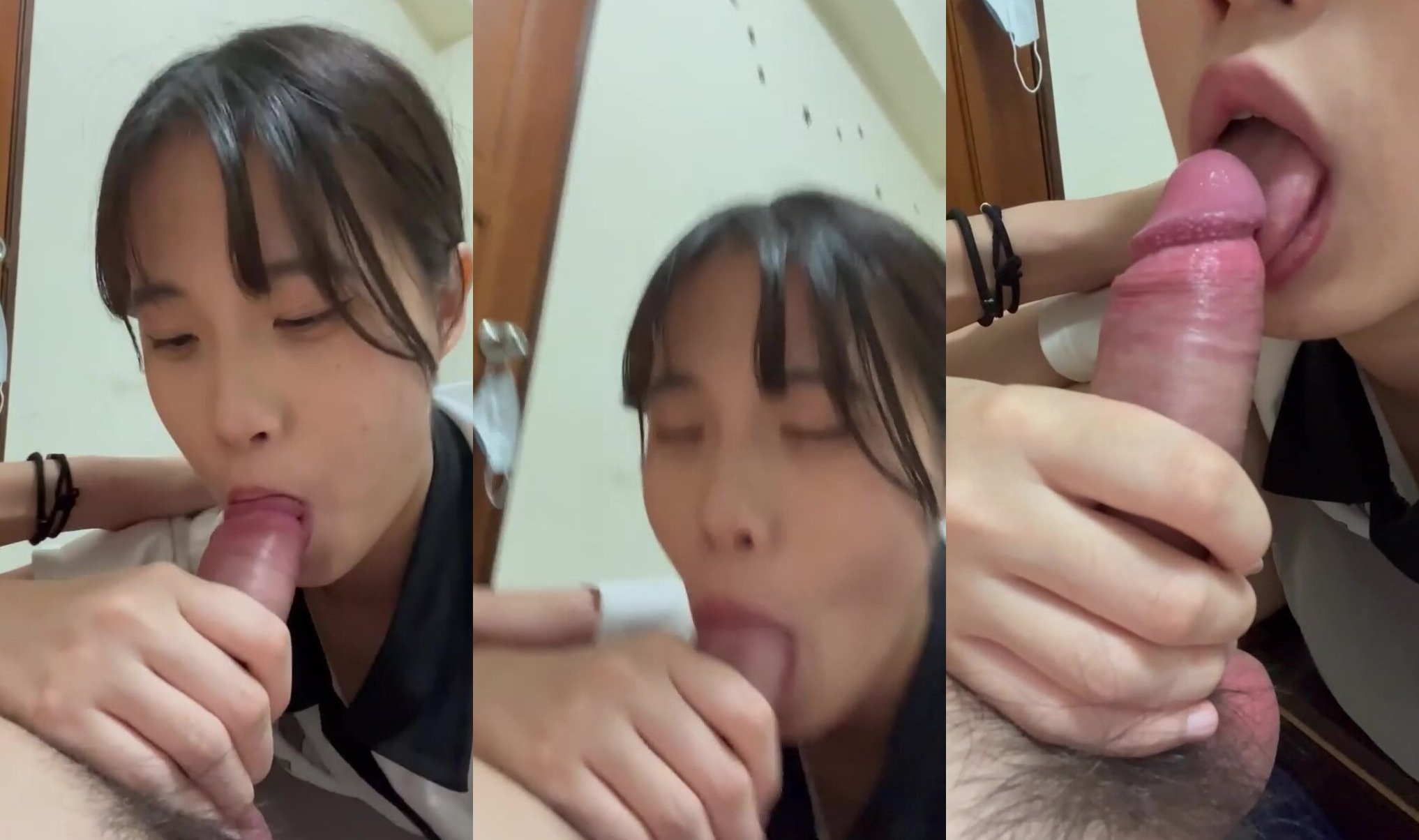 Girl gives blowjob and gets fucked from behind