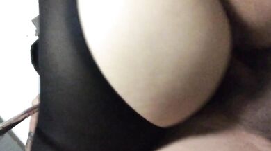 Selfie with a girl in black silk stockings