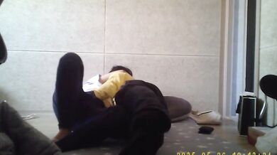 Korean fat guy and his female secretary have sex at home and take selfies