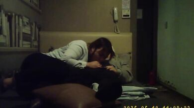 Korean fat guy and female secretary have sex in private room and take selfies