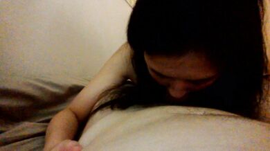 Chinese girl blowjob first person view