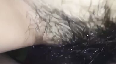 No condom fucking a small titted girl's hairy pussy