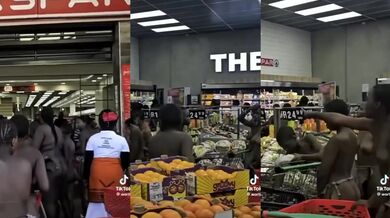 Người phụ nữ châu Phi chưa lập gia đình đi mua sắm khỏa thân trong siêu thị